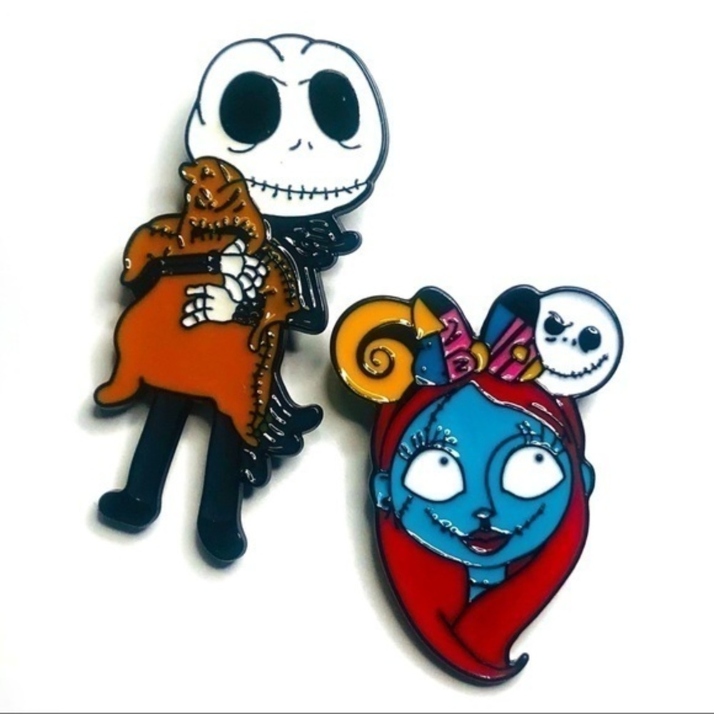 3/$30 Nightmare Before Christmas Jack Skellington and Sally Enamel Brooches